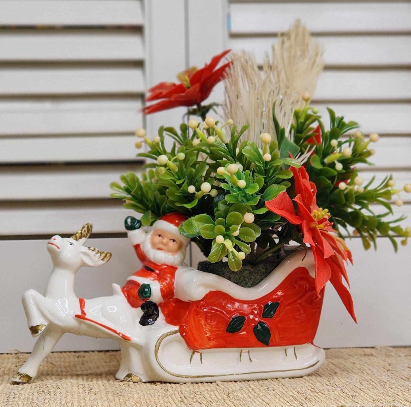 オブジェ 題名「12月のストーブ」 Vintage Japan Santa Sleigh Reindeer Figurines - Etsy