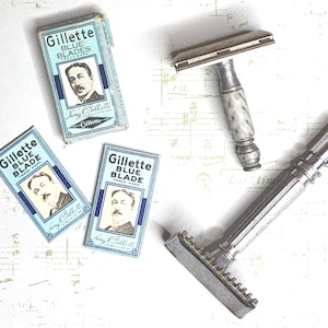 Vintage Gillette Razor and Blades - GEM Micromatic Razor - Assorted Mens Razors - Vintage Mens Gillette Razors - Vintage Safety Razors
