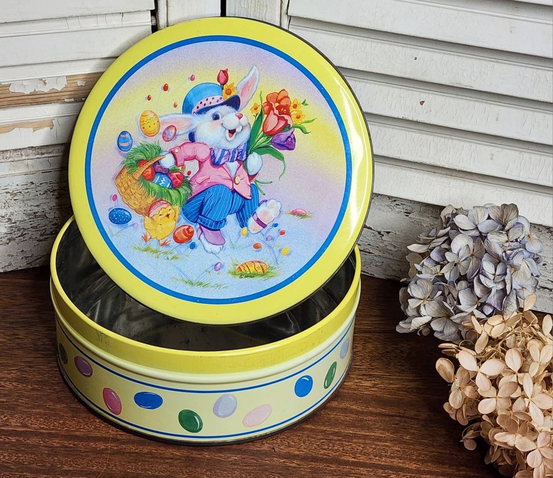 Vintage Easter Tin Vintage Jelly Bean Tin Easter Bunny Candy Tin