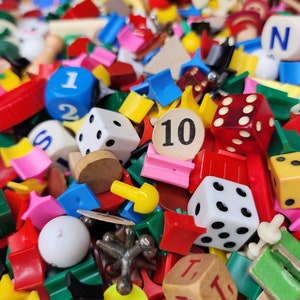 45 Game Pieces - Board Game Pieces - Assorted Game Pieces - Mixed Lot Game Pieces - Lucky Dip Game Pieces - Game Pawns - Game Night Scatters