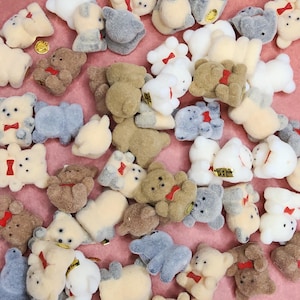 Vintage Miniature Flocked Teddy Bears: Craft Project Supplies
