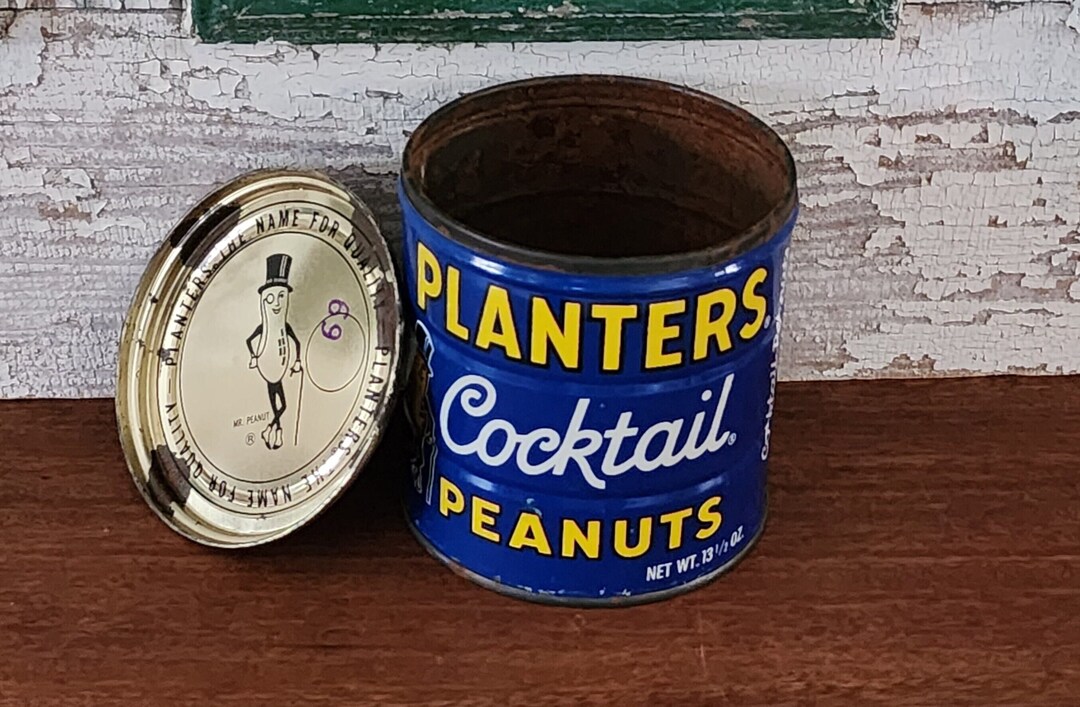 Vintage Planters Peanuts Tin 194050s Planters Cocktail Peanuts Advertising Mr. Peanut