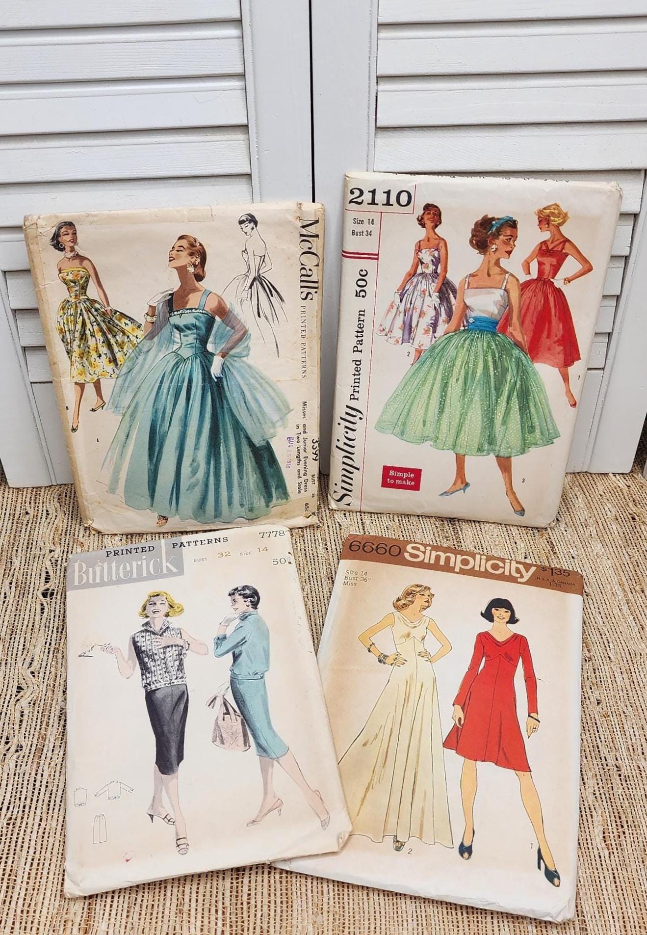 Patrones de vestidos vintage talla 14: vestido de noche de los años 50,  Butterick, McCalls, Simplicity - Etsy México, image size:1319x1905