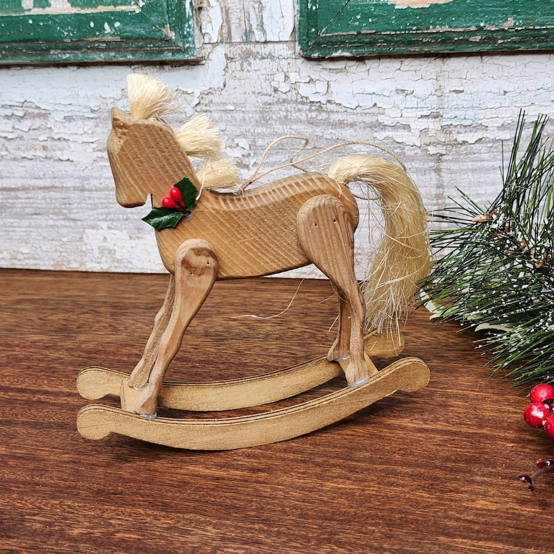 Vintage Wood Rocking Horse Ornament Wooden Rocking Horse Etsy