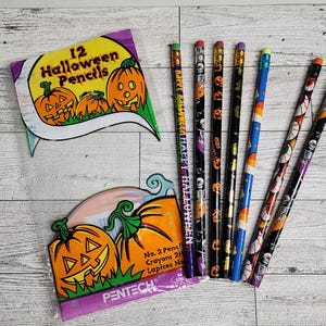 Vintage Halloween Pencils - Classroom Pencils - Halloween Novelty Pencils - Skeleton Pencil - Ghost Pencil - No 2 Pencils 1998