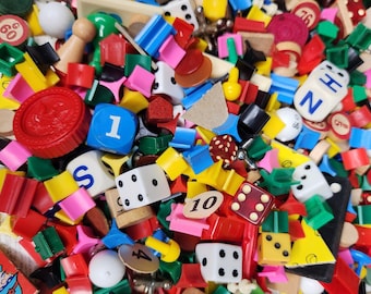 45 Vintage Game Tokens: Mixed Media Scatters, Craft Supplies, Board Game Pieces