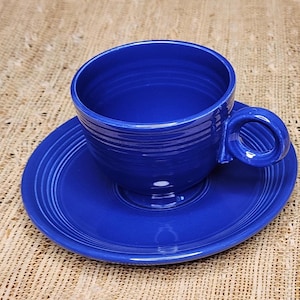 Vintage Fiesta Cobalt Blue Cup and Saucer Set - Homer Laughlin Fiestaware