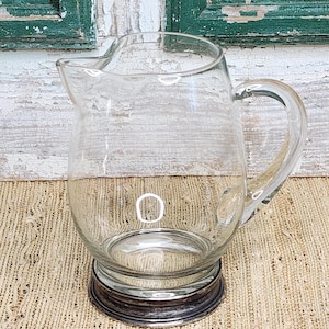 Vintage Wallace Crystal Cocktail Pitcher: Sterling Silver Base, Hand-Blown Glass