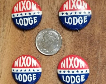 Presidential Campaign Pins - Nixon Lodge - Green Duck Co. Chicago - Vintage Pin Back Button Pins - Nixon Pin Button