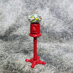 Vintage Dollhouse Gumball Machine - Old Fashioned Gumball Machine on Stand - Miniature Gumball Machine