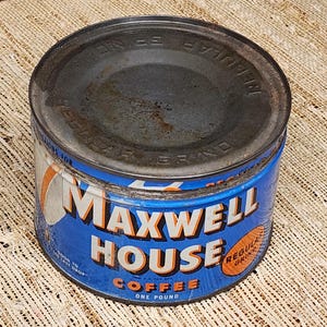 Vintage Maxwell House Coffee Can - Maxwell House Advertising - Vintage Blue Coffee Can With Lid