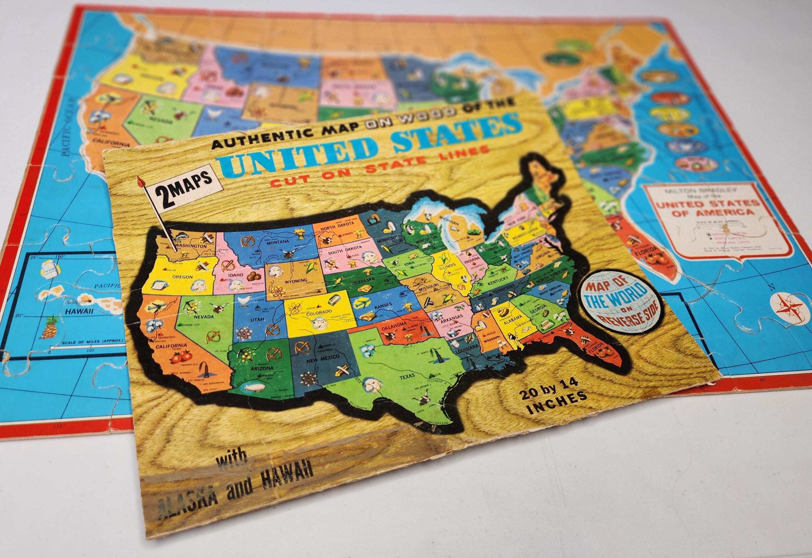 Vintage Us Map Puzzle - Etsy