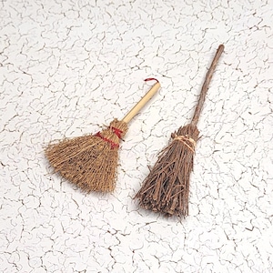 Miniature Brooms - Vintage Doll Brooms - Vintage Witch Brooms - Miniature Straw Brooms - Small Broomsticks