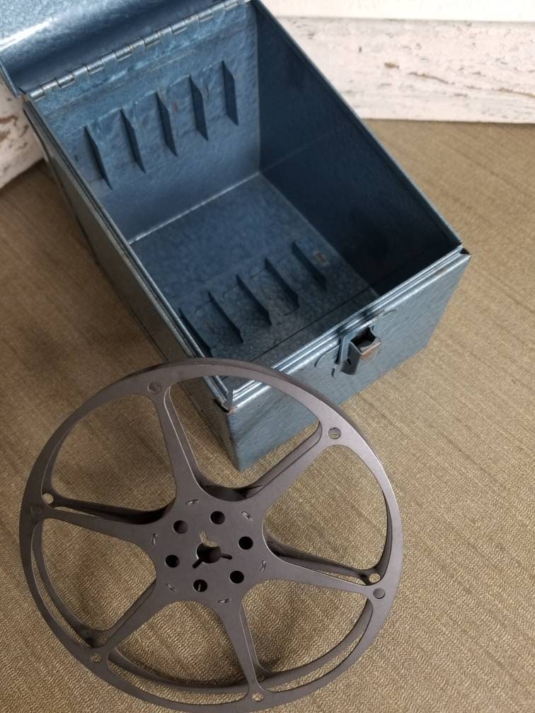 Vintage Reel to Reel Case Blue Metallic Storage Box and Bell and Howell 5  Reel Film Reel Case Theater Room Decor 1961 -  Israel
