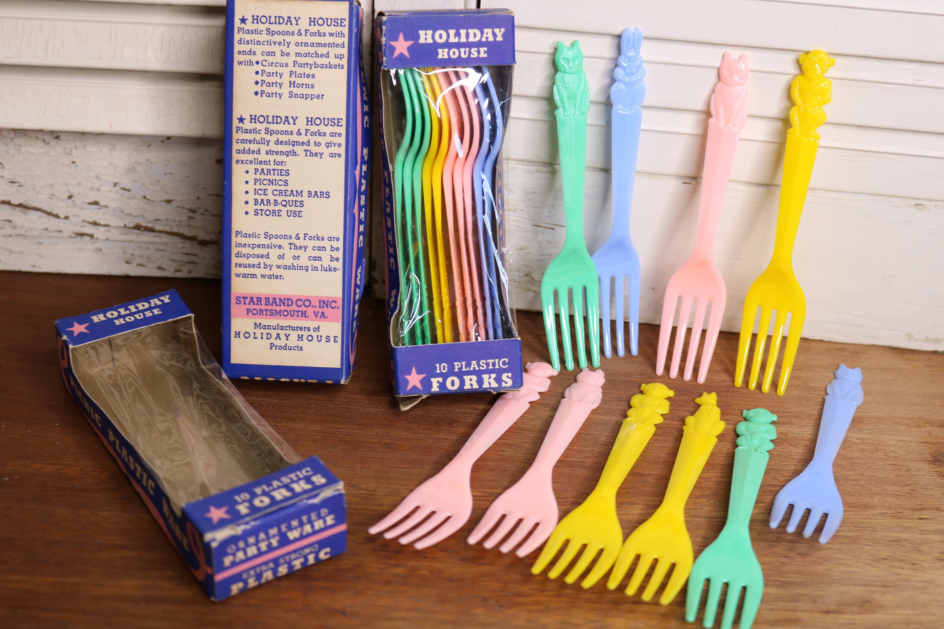 Vintage Children's Party Forks - Novelty Forks - Star Brand - 1950's Birthday Party - Plastic Children's Forks - Vintage Birthday
