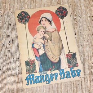 Antico libro per bambini &quot;The Manger Babe&quot; - Stetcher Litho del 1916
