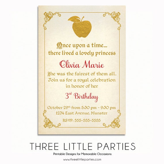 Snow White Invitation Fairytale Invitation Snow White Etsy