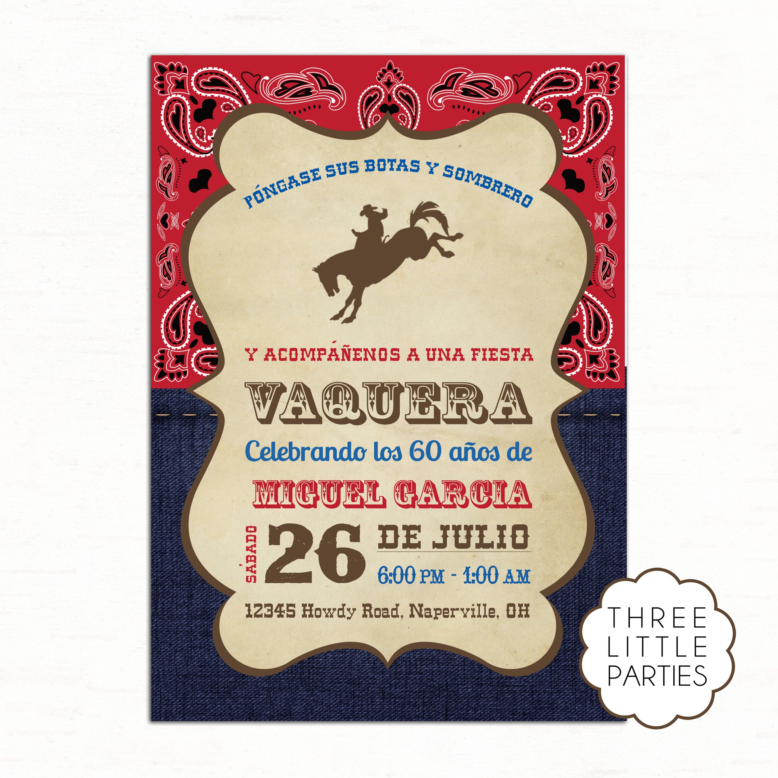 Pelearse papel Desarrollar Invitación de cumpleaños de vaquero Fiesta Vaquera - Etsy España