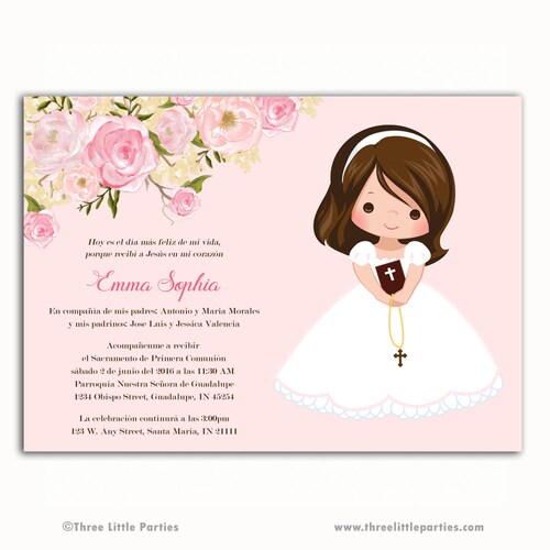 First Communion Invitation Spanish Girl First Communion Etsy
