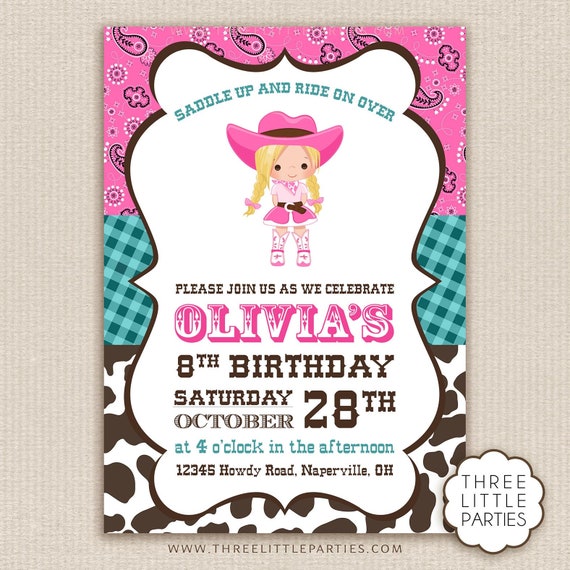 Spanish Cowboy Invitation, Invitación Fiesta Vaquera Español, Rodeo