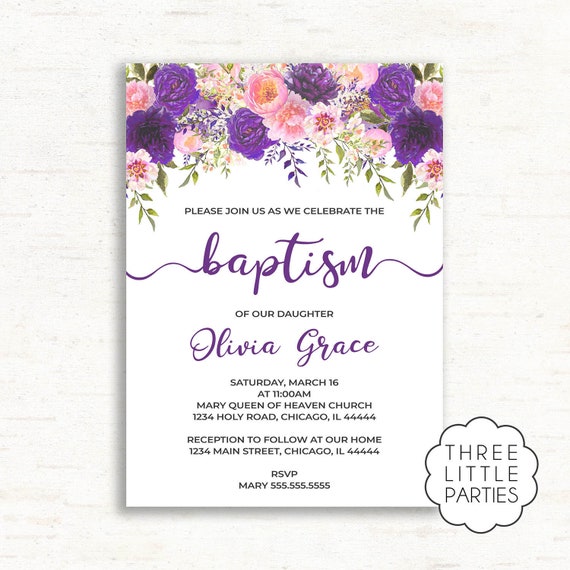 personalized baptism invitation printable baptism invitation etsy