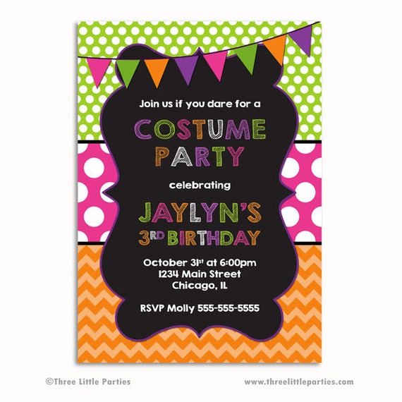 Costume Party Invitation, Costume Party Birthday Invitation, Printable