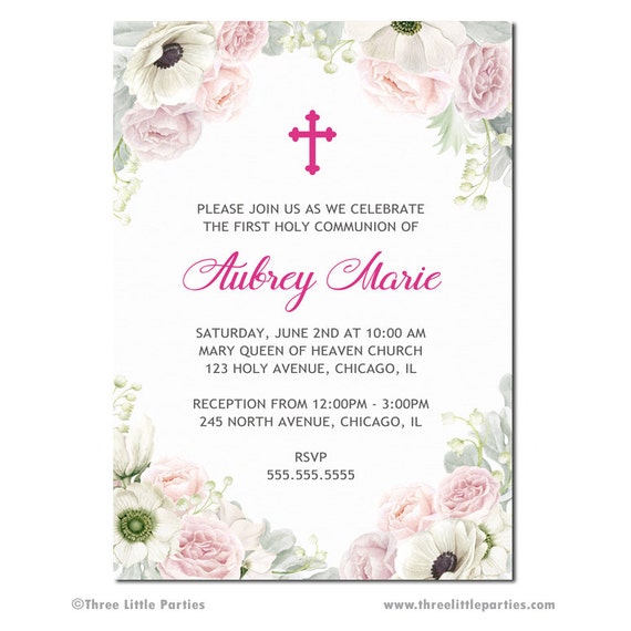 flower baptism invitation invitación bautizo chalkboard first holy