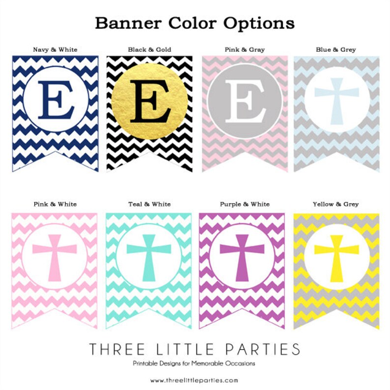 Printable Baptism Banner Chevron Banner Blue and Gray or | Etsy