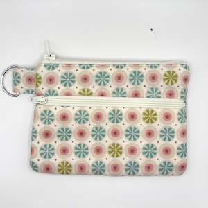Floral Zip Pouch | Coin Purse, Card Case & Keyring | Japanese Cotton Fabric | Compact Travel Wallet | Gift for Her