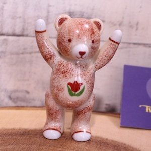 Vintage Teddy bear, Americana Collection Teddy Bear Figurine Spatterwar, The Franklin Mint, 1991