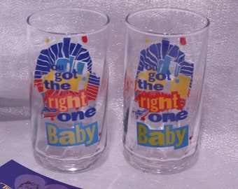 Vintage Diet Pepsi You Got The Right One Baby Collector Glass, Set of Two