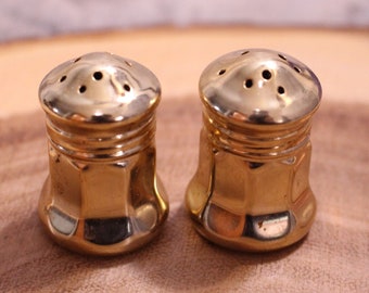 Vintage Gold Salt and Pepper Shakers, Made in Japan, As Is