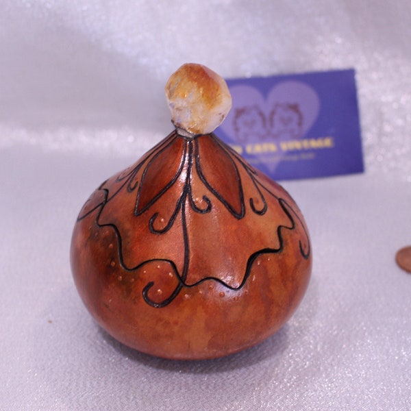 Vintage Gourd Art Trinket Box, Designed by Creative Spirit and Signed on Bottom