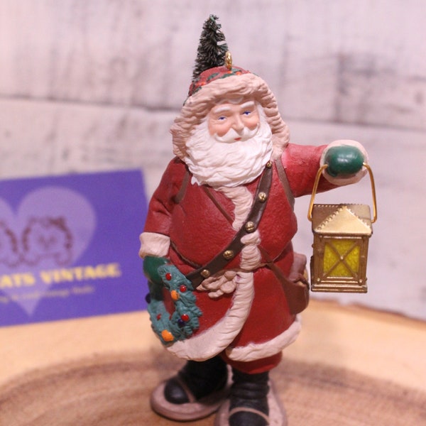 Vintage Santa Clause Snow Shoes and Lantern Christmas Ornament hanging ornament Hallmark 1994