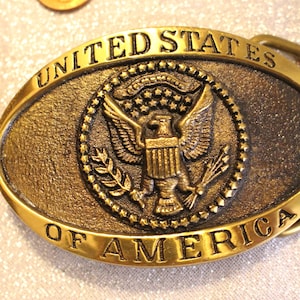 Vintage United States of America Solid Brass Belt Buckle, Registered Collection Heritage Mint Ltd