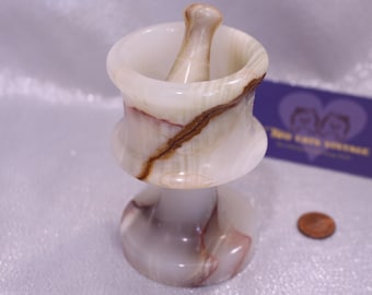 Marble Mortar and Pestle, Vintage Marble Bowl, Apothecary Vessel, Pill Crusher, Pharmacist Gift, Spice Grinder, Antique Grinder