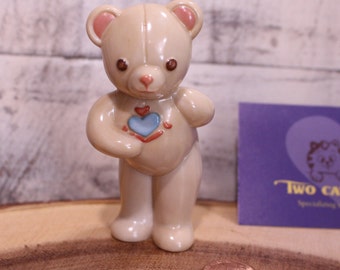 Vintage Teddy bear, Americana Collection Teddy Bear Figurine Heart, The Franklin Mint, 1991