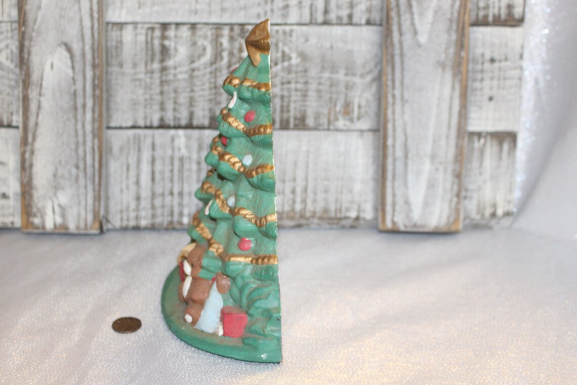 Vintage Cast Iron Christmas Tree Door Stop by Lillian Vernon Etsy