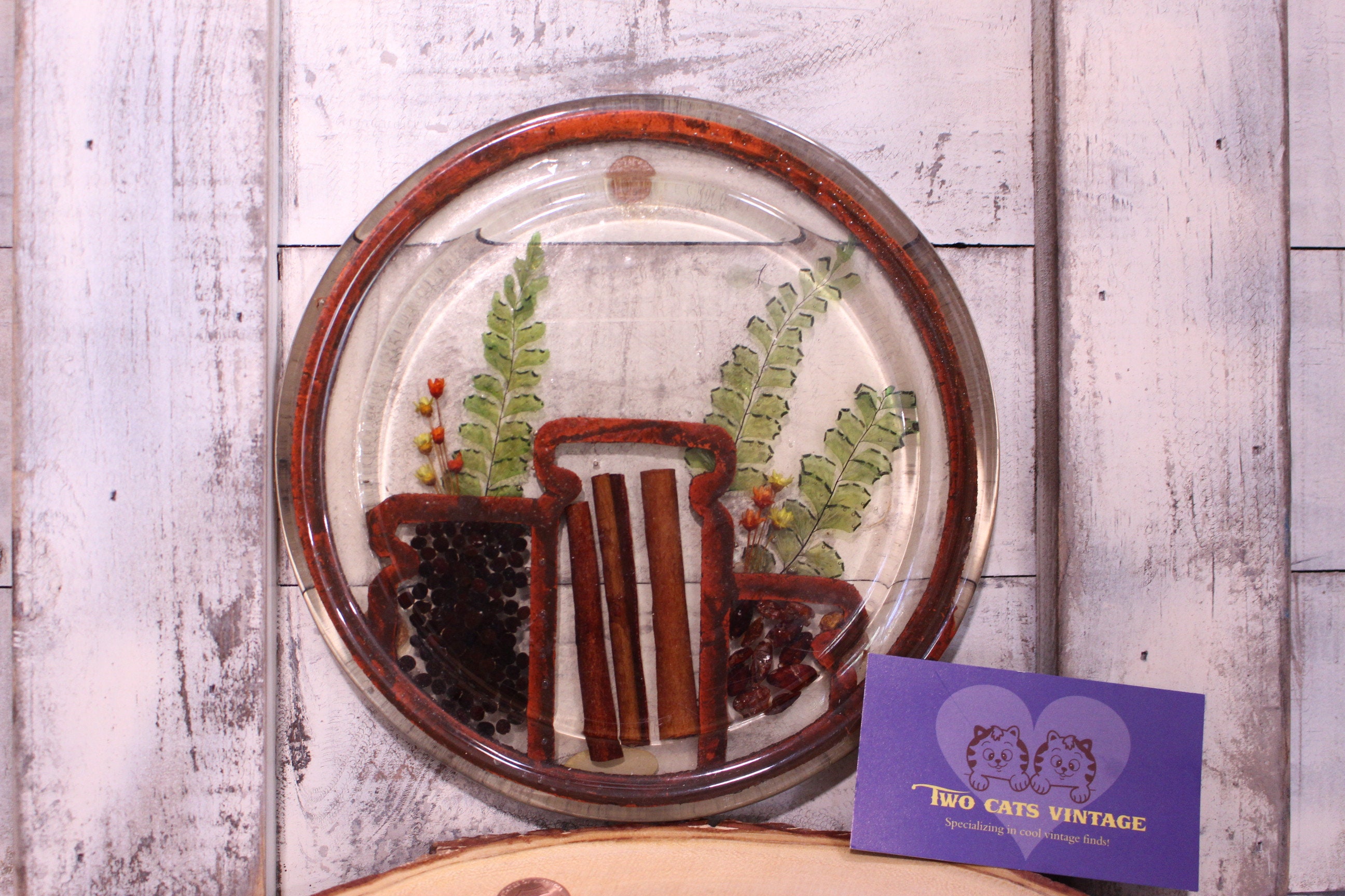 Vintage Gamut Designs 1950er Lucite Fliesenuntersetzer Mid Century Küche Esszimmer Beeren und Blumen, wie besehen