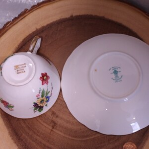 Vintage Crown Straffordshire Cup and Saucer, Fine Bone China, Made in England, Flowers image 6