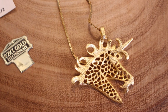 Vintage Unicorn Necklace, 24K Gold Electroplated - image 5