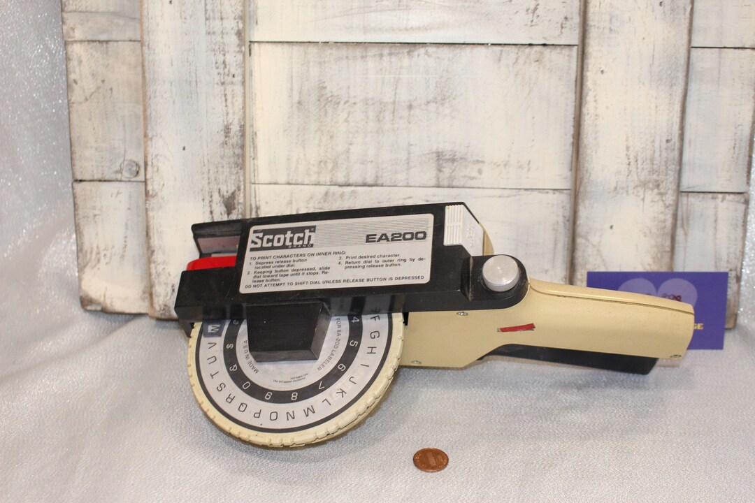Vintage Scotch Label Maker, EA200, Extra Large, Heavy Duty, Red Tape