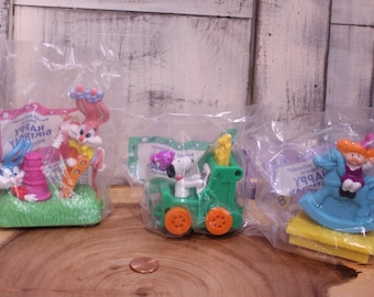 Vintage Happy Birthday Happy Meal Toys, Tiny Toons, Peanuts, Cabbage Patch Kids, New in Sealed Bags