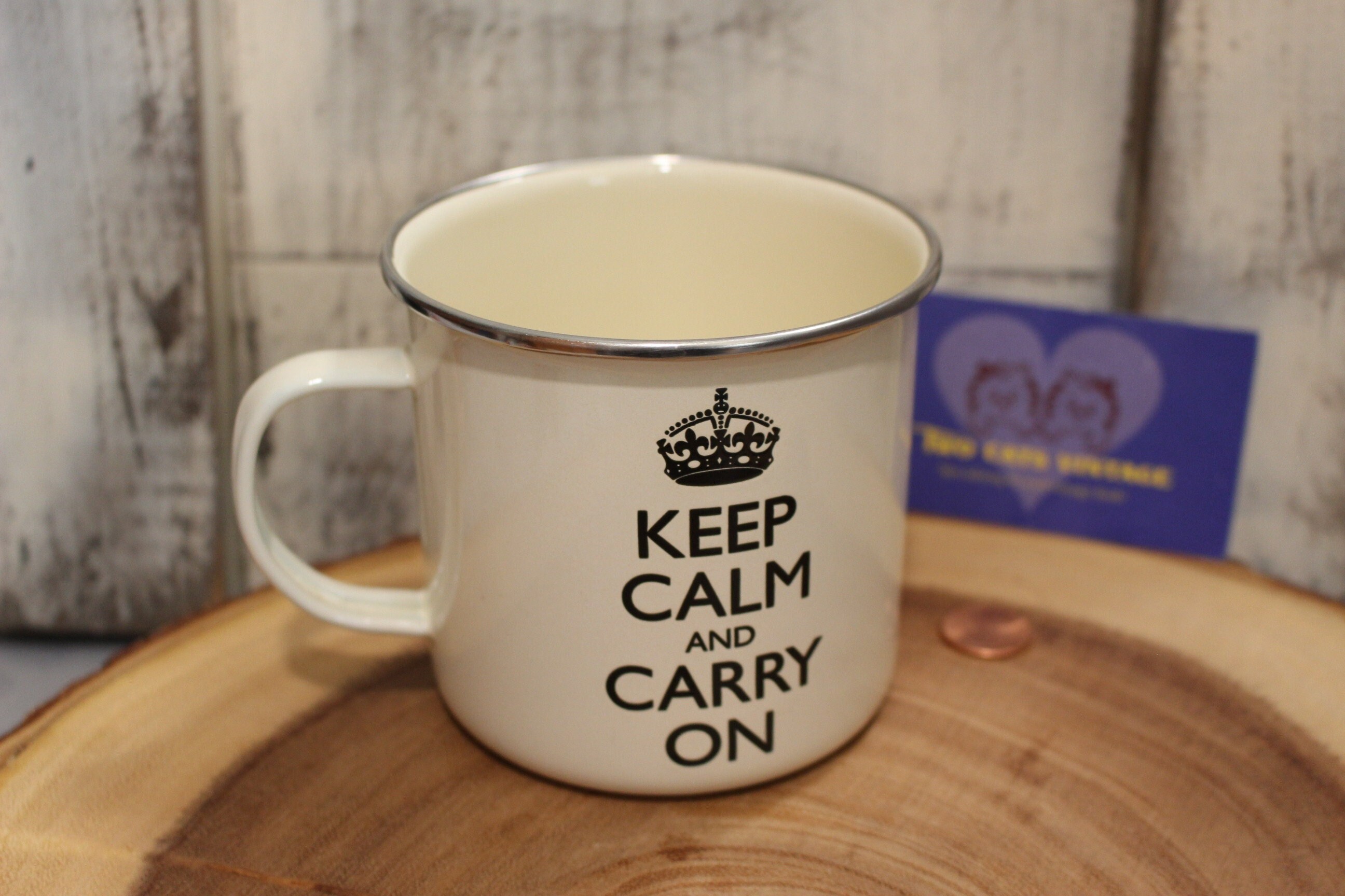 Keep Calm and Press On Mug for AeroPress Fans [Blue]