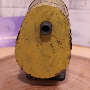 Vintage Yellow One Hole Pencil Sharpener, Manual Pencil Sharpener, Rusty and Cool Mountable