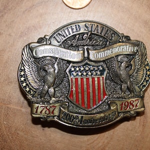 Vintage 1987 United States Commemorative belt buckle, Metal, LE