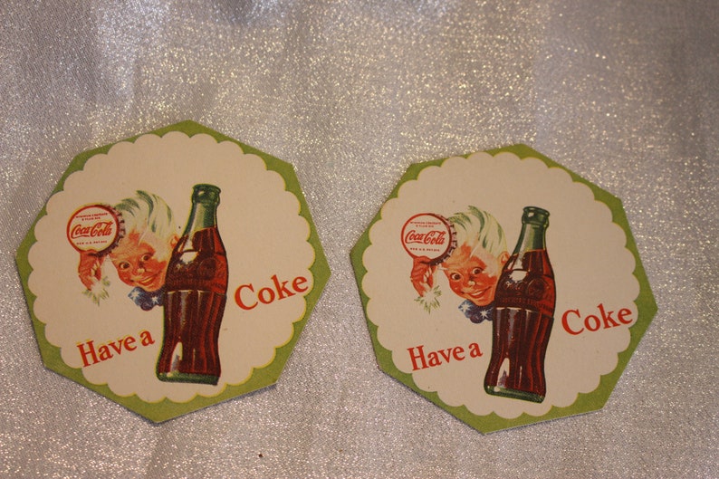 Vintage Coca Cola Paper Coasters Set of two Vintage Etsy