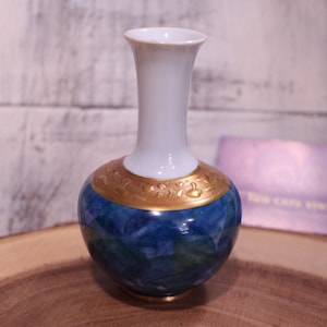 Vintage Handmalat Hackefors 122/Paris Vase, Blue and Gold