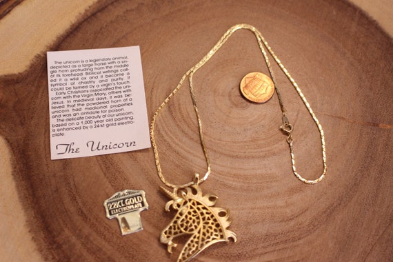 Small Unicorn Necklace in 24kt Gold Plated Sterling Silver On a 16 Gold fill Bead Chain 6400 Small Unicorn Necklace in 24kt Gold Plated Sterling Silver On a 16 Gold fill Bead Chain 6400