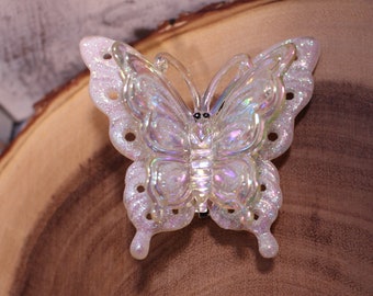 Vintage Irridescent Butterfly that clips to the tree Christmas Ornament with Glitter